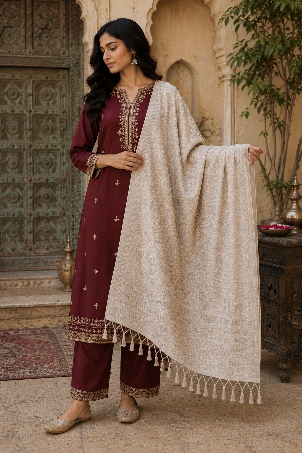 Viscose shawl in Pearl Paisley design